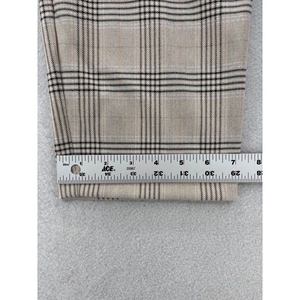 LOFT Dress Pants Womens 6 Beige Plaid Tapered Leg Elastic Waist Career Workwear - Picture 9 of 11